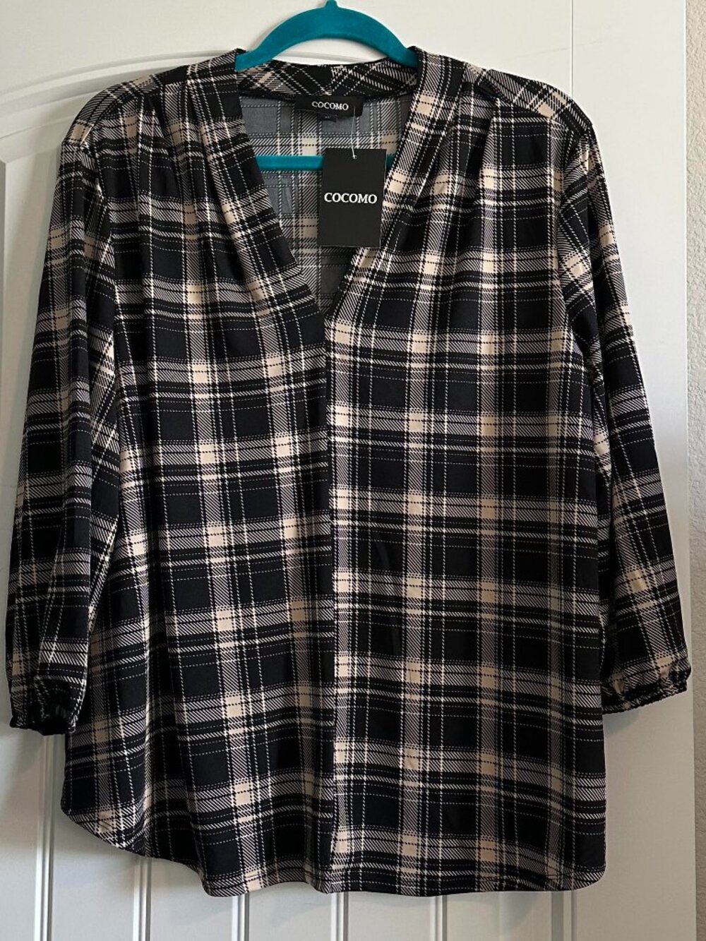 NWT Cocomo Plaid Pullover Top XL